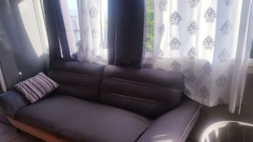 Tv, dvd-spelare, böcker och ett filmbibliotek