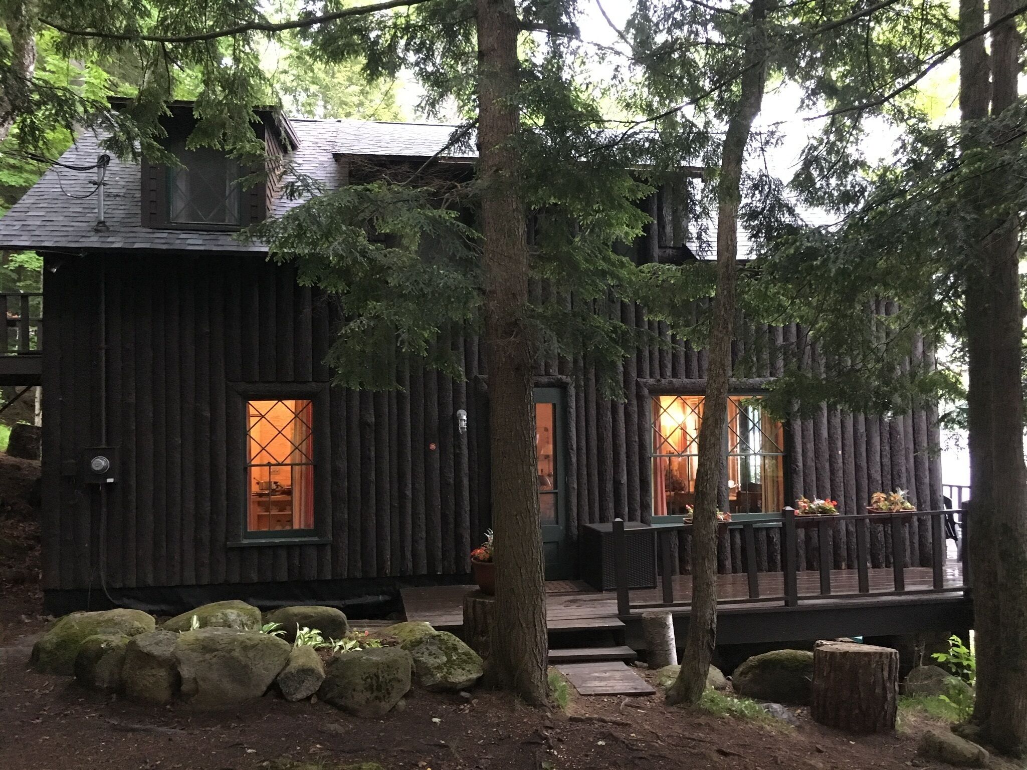 Classic Dryland ADK Boathouse On The Shore Of Long Lake