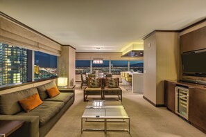 TV, music library, video library, stereo
