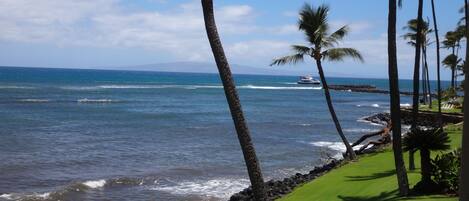 På stranden, solstolar och strandhanddukar