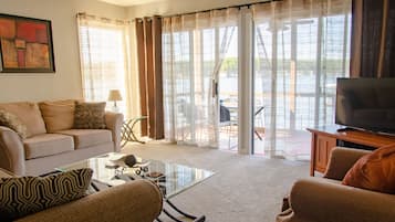 Smart TV, DVD player, video library, stereo