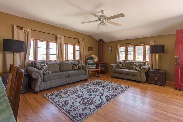 Smart TV, fireplace, video games, books