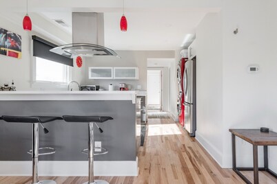 Explore Asheville at a Bright Pad with Pops of Rich Red King/Double 2 BD/1BA