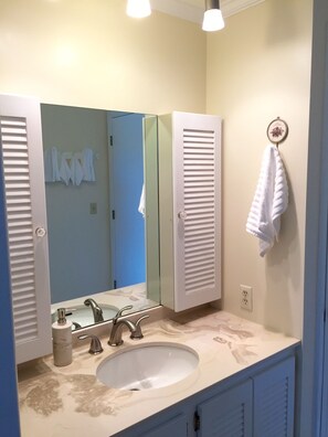 Ensemble douche/baignoire, sèche-cheveux, serviettes fournies, savon