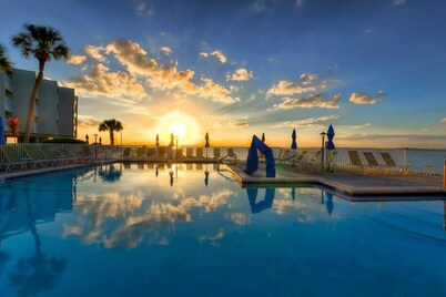 Direct Waterfront View- from balcony Heated Pool
