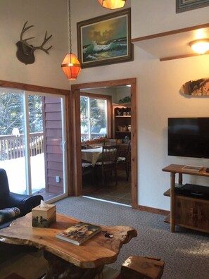 Smart TV, DVD player, books, video library