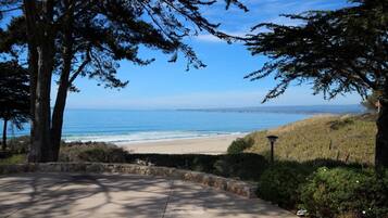 En la playa, camastros y toallas de playa