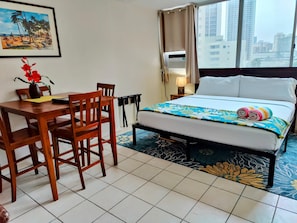 Desk, iron/ironing board, free WiFi, bed sheets