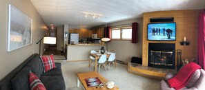 TV, fireplace, DVD player, video library