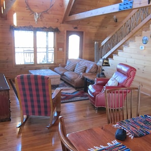 Televisión, chimenea, reproductor de DVD y libros