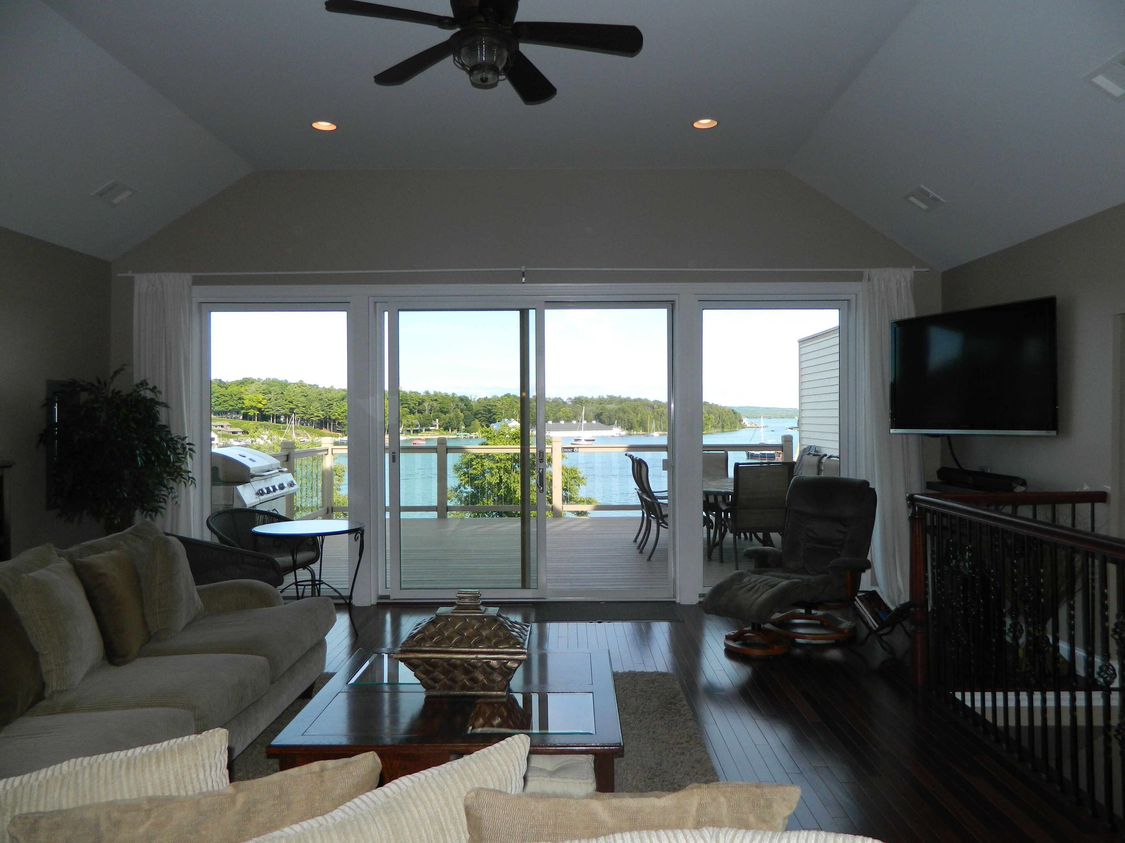 TV, DVD player, books, video library