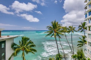 On the beach, sun loungers, beach towels
