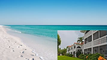 En la playa, camastros y toallas de playa