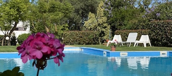 Lavender villa is set in our beautiful landscaped gardens next to the pool.