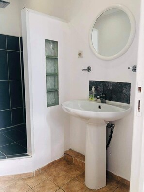 Hair dryer, towels, toilet paper