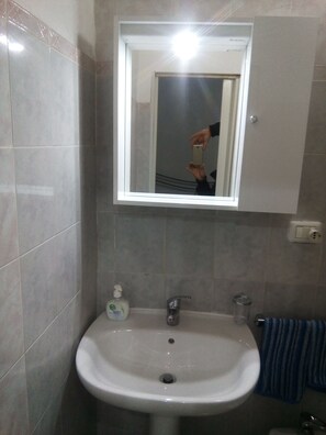 Dusche, Haartrockner, Bidet, Handtücher