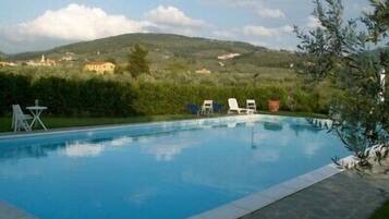Outdoor pool, pool loungers
