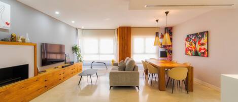 TV, fireplace, video games, DVD player