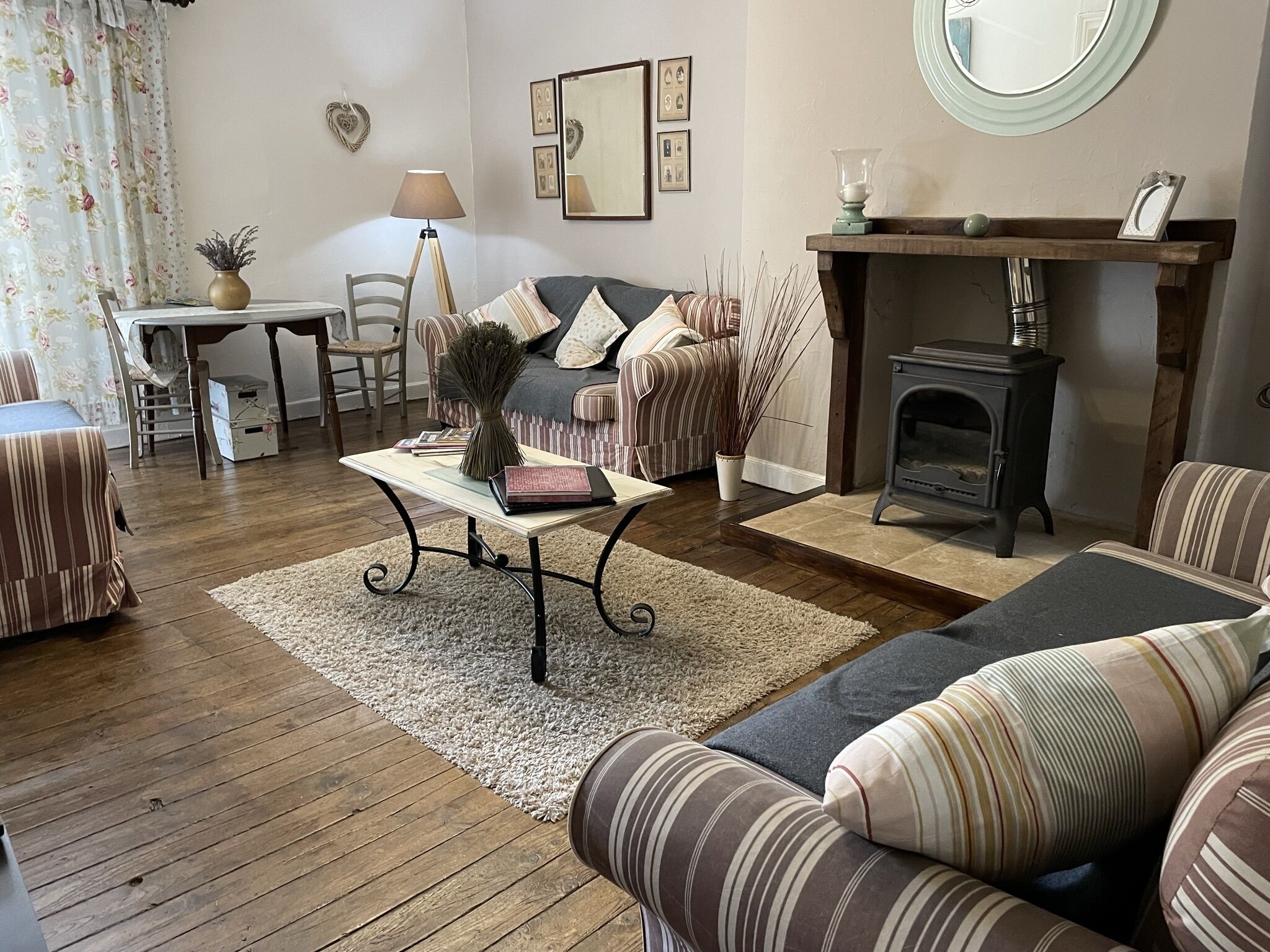TV, fireplace, DVD player, books