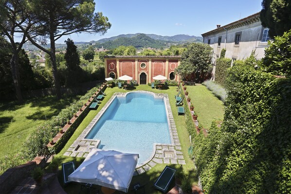 Outdoor pool, sun loungers