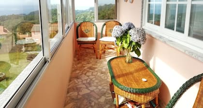 House overlooking the sea: Ria de Aldan, Ons Islands.