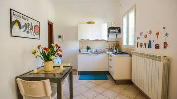 Fridge, oven, stovetop, coffee/tea maker