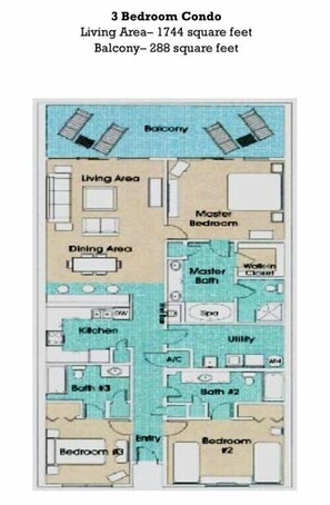 Floor plan - Great Unit, Great Complex! Free Beach Chairs! (Panama City Beach)