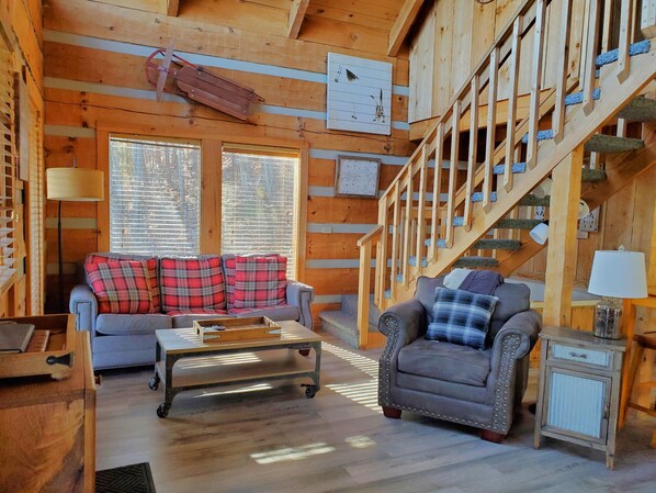 Smart TV, fireplace, video games, DVD player