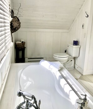 Baignoire, sĂšche-cheveux, serviettes fournies