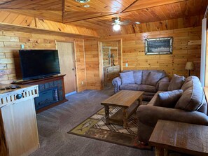Smart TV, fireplace, DVD player