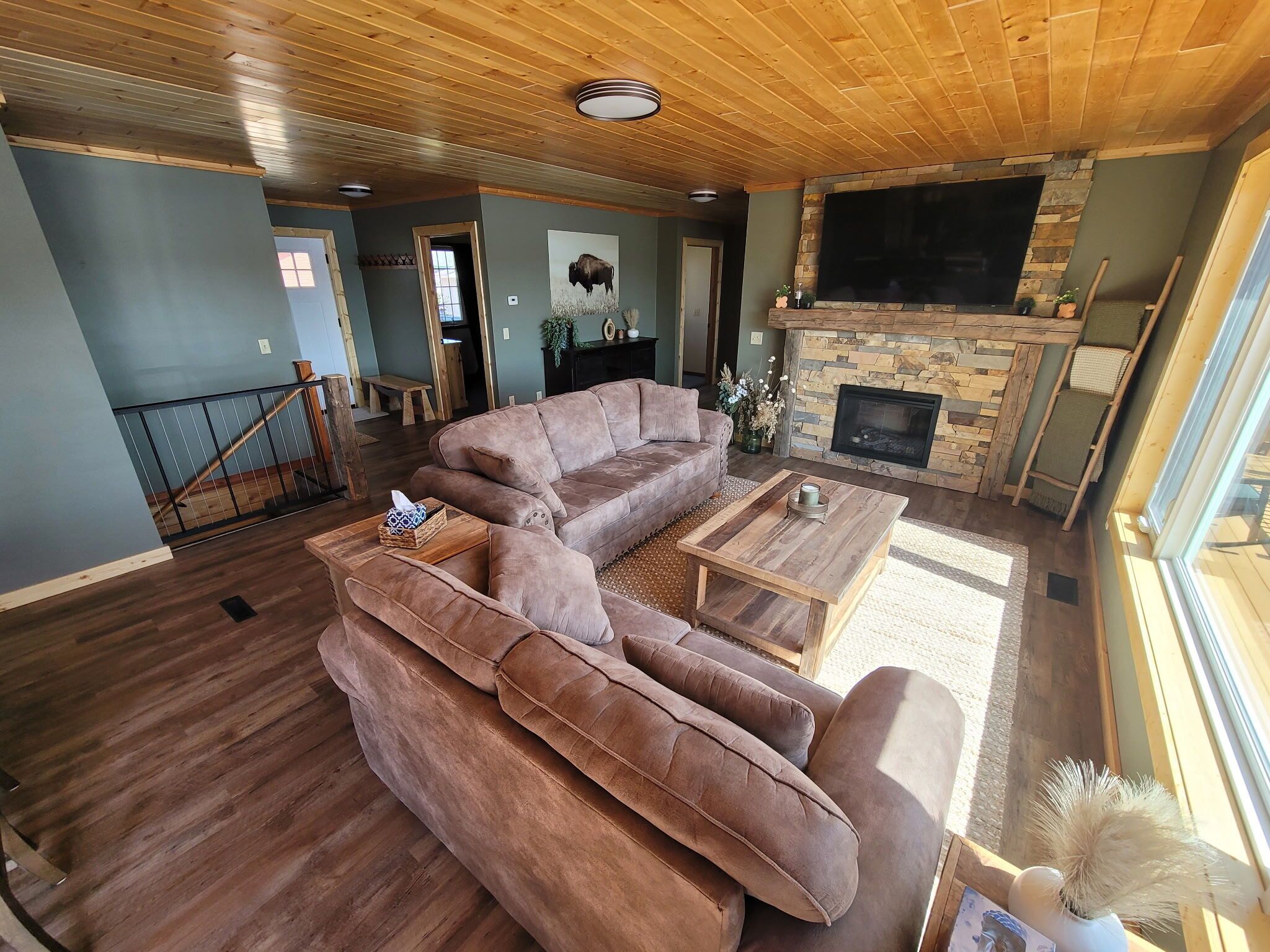 Smart TV, chimenea y reproductor de DVD 