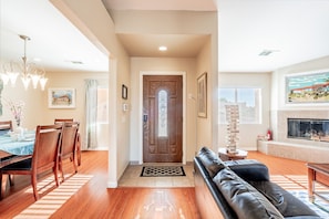 Smart TV, fireplace, video games, music library