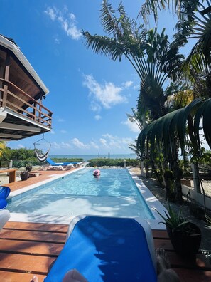 Alberca al aire libre y alberca infinita