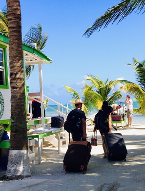 Sun-loungers, beach towels - OCEANSIDE 1ST FLOOR APT, OFF-GRID WITH INFINITY EDGE POOL, DOCK, A/C & SMART TV  (Caye Caulker)