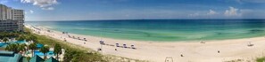 On the beach, sun loungers