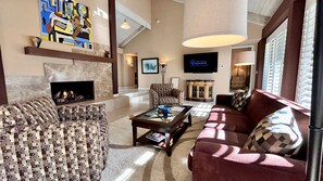 TV, fireplace