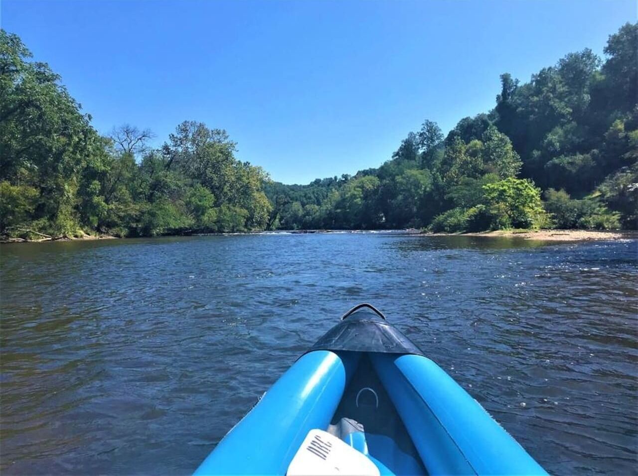 A river view from a kayak.