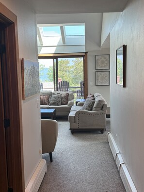 Smart TV, fireplace, video games, DVD player