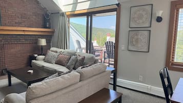 Smart TV, fireplace, video games, DVD player