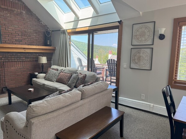 Smart TV, fireplace, video games, DVD player