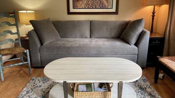 Smart TV, DVD player, books, music library