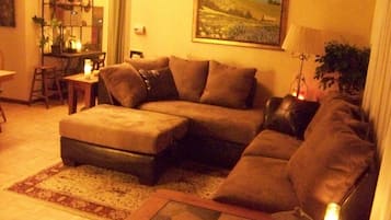 TV connectée, cheminée, lecteur de DVD, chaîne hi-fi