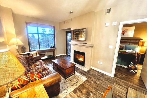 Enjoy an evening in front of the fire after a great day outdoors.