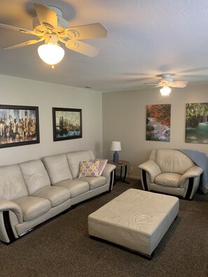 TV, fireplace, DVD player, table football