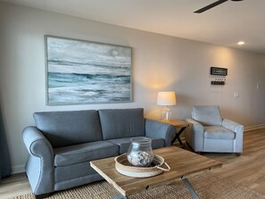 Flat-screen TV, DVD player