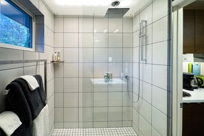 Ducha, secador de pelo, bidé y toallas