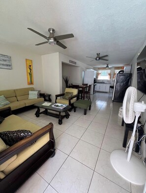 Téléviseur, livres, chaîne audio