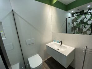 Dusche, Haartrockner, Bidet, Handtücher