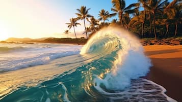 Beach nearby, sun loungers, beach towels