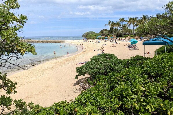 Beach nearby, sun-loungers, beach towels